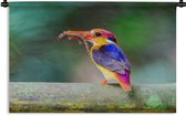 Tapisserie Forest Life - Kingfisher mange le lézard Tapisserie coton 90x60 cm - Tapisserie avec photo