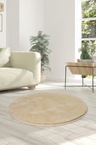 Nerge.be | Milano Round Stone  90x90 cm | %100 Acrylic - Handmade | Decorative Rug | Antislip | Washable in the Machine | Soft surface