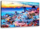 Schilderij Santorini eiland (print op canvas), 2 maten, multi-gekleurd, Premium print
