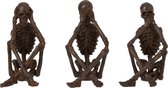 J-Line Skelet Horen/Zien/Zwijgen Poly Brons Assortiment Van 3