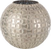 J-Line Theelichthouder Alara Glas Grijs Medium