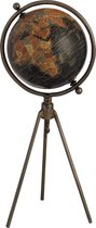 J-line Wereldbol Tripod Ijzer/Plastiek Zwart Small