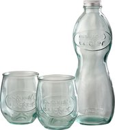 J-Line Doos Fles+2Glazen Natural Water Glas Transparant