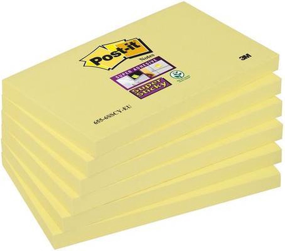 3M Memoblok post-it 655 super sticky 76x127mm geel afbeelding