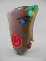 Glazen beeldje - Kleurrijke vaas Expression - Murano stijl Gezicht - 36 cm hoog