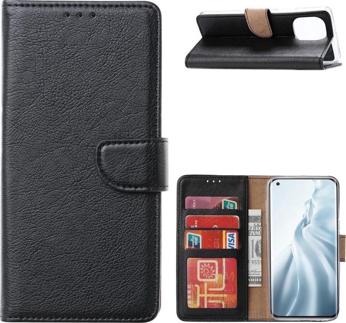 Bookcase Geschikt voor: Xiaomi Redmi K30S - Zwart - portemonee hoesje