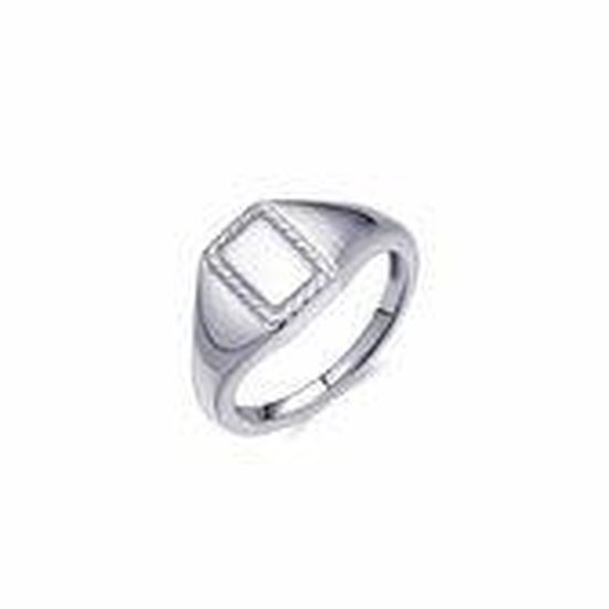 Jewels Inc. - Ring - Rechthoekige Zegelring met Gedraaide Afwerking - 11mm - Gerhodineerd Zilver 925