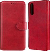 Voor Sony Xperia 10 II klassieke kalfsstructuur PU + TPU horizontale flip lederen hoes, met houder & kaartsleuven en portemonnee (rood)