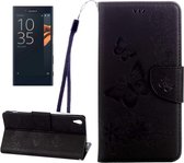Voor Sony Xperia XA Ultra Vlinders Embossing Horizontale Flip Leren Case met Houder & Kaartsleuven & Portemonnee & Lanyard (Zwart)