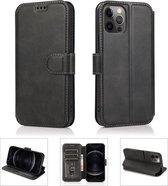 Schokbestendig PU + TPU lederen hoesje met kaartsleuven & houder & fotolijst & portemonnee voor iPhone 12/12 Pro (zwart)