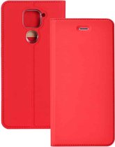 Voor Xiaomi Redmi Note 9 Ultradunne gewone magnetische TPU + PU lederen tas met houder en kaartsleuf (rood)