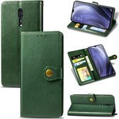 Voor OPPO Reno Z retro effen kleur lederen gesp telefoonhoes met lanyard & fotolijst & kaartsleuf & portemonnee & standaardfunctie (groen)