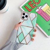 Golden Circle Plating Triangle Stitching Marble Pattern Dubbelzijdig lamineren TPU Case voor iPhone 11 (groen)