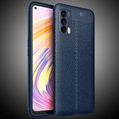 Voor OPPO Realme V15 Litchi Texture schokbestendig TPU-hoesje (marineblauw)