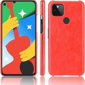 Voor Google Pixel 4a 5G schokbestendige Litchi-textuur pc + PU-hoes (rood)