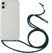 Schokbestendig ultradunne TPU + acryl beschermhoes met lanyard voor iPhone 11 (donkergroen)