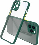 Bandzijde Textuur Contrastknop Schokbestendig PC + TPU telefoon beschermhoes voor iPhone 12 Pro Max (donkergroen)