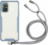 Voor OnePlus 8T acryl + kleur TPU schokbestendig hoesje met nekkoord (melkgrijs)