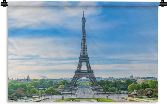 Wandkleed Eiffeltoren - De Eiffeltoren met een erg kleurrijke omgeving Wandkleed katoen 180x120 cm - Wandtapijt met foto XXL / Groot formaat!