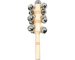 Bino Rammelaar Met 13 Bellen Junior 30 Cm Hout Naturel/zilver