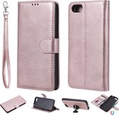 Voor Huawei Y5 Prime (2018) Effen kleur Horizontale Flip Beschermhoes met houder & kaartsleuven & portemonnee & fotolijst & lanyard (rose goud)