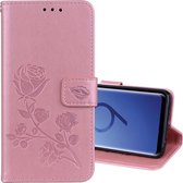Voor Galaxy S9 Rose reliëf horizontaal Flip milieu PU lederen tas met houder & kaartsleuven & portemonnee (Rose Gold)