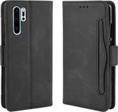 Wallet Style Skin Feel Calf Pattern Leather Case voor Huawei P30 Pro, met aparte kaartsleuf (zwart)