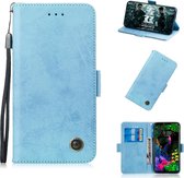 Multifunctionele horizontale flip retro lederen tas met kaartsleuf en houder voor LG V40 ThinQ (hemelsblauw)