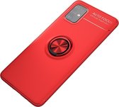 Voor Galaxy A51 metalen ringhouder 360 graden roterende TPU-behuizing (rood + rood)