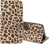 Leopard Pattern Horizontal Flip lederen tas voor iPhone XS Max, met houder & kaartsleuven (bruin)