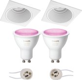 PHILIPS HUE - LED Spot Set GU10 - White and Color Ambiance - Bluetooth - Prima Minko Pro - Inbouw Vierkant - Mat Wit - Verdiept - 90mm