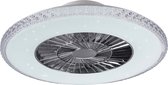 LED Plafondlamp met Ventilator - Plafondventilator - Iona Haron - 40W - Rond - Mat Chroom - Kunststof