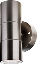 LED Tuinverlichting - Buitenlamp - Nivra Cinom - Wand - GU10 Fitting - Rond - Mat Grijs - RVS