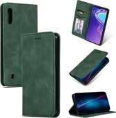 Retro Skin Feel Business Magnetische Horizontale Leren Flip Case voor Galaxy M10 (Legergroen)