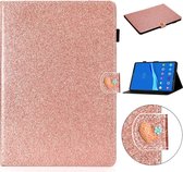Voor lenovo tab m10 plus x606f glitter poeder liefde gesp horizontale flip lederen case met houder & kaartsleuven (rose goud)