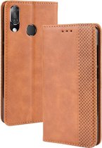 Magnetische gesp Retro Crazy Horse Texture Horizontale Flip Leather Case voor Vodafone Smart X9, met houder & kaartsleuven & fotolijst (bruin)