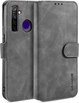 Voor OPPO Realme 5 Pro DG.MING Retro Oil Side Horizontale Flip lederen tas met houder & kaart Solt & portemonnee (grijs)