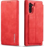 Voor Galaxy Note 10 Hon Ancient Series lederen tas met kaartsleuven en houder en portemonnee (rood)