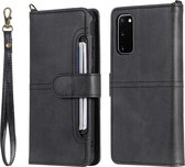 Voor Galaxy S20 Multifunctionele afneembare magnetische horizontale flip lederen tas met kaartsleuven en houder en portemonnee (zwart)