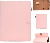 Voor 10 inch effen kleuren tablet pc universele magnetische horizontale flip lederen tas met kaartsleuven en houder (roze)