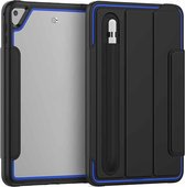 Voor iPad Mini 5/4 Acryl + TPU Horizontale Flip Smart Leather Case met Drievoudige Houder & Pen Slot & Wek- / Slaapfunctie (Blauw + Zwart)