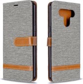 Voor LG K51 Kleuraanpassing Denim Textuur Horizontale Flip Leren Case met Houder & Kaartsleuven & Portemonnee & Lanyard (Grijs)