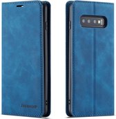 Voor Galaxy S10 Forwenw Dream Series Oil Edge Strong Magnetism Horizontal Flip Leather Case with Holder & Card Slots & Wallet & Photo Frame (Blue)
