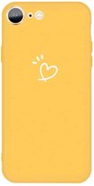 Voor iPhone SE 2020/8/7 Three Dots Love-heart Pattern Colorful Frosted TPU telefoon beschermhoes (geel)