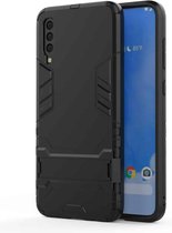 Schokbestendige pc + TPU-hoes voor Samsung Galaxy A70, met houder (zwart)