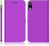 Voor Xiaomi Redmi 7A geÃ¯miteerd spiegelend oppervlak horizontaal flip lederen tas met houder & kaartsleuven & portemonnee & lanyard (paars)