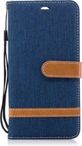 Kleurafstemming Denim Texture Leather Case voor Huawei Mate 10 Lite, met houder & kaartsleuven & portemonnee & lanyard (donkerblauw)