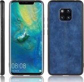 Voor Huawei Mate 20 Pro schokbestendig naaien koe patroon huid PC + PU + TPU Case (blauw)