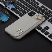 Voor iPhone 11 Pro Max schokbestendige effen kleur TPU-hoes met polsband (grijs)