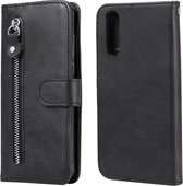 Voor Sony Xperia 10 II Mode Kalfs Textuur Rits Horizontale Flip Leren Case met Houder & Kaartsleuven & Portemonnee Functie (Zwart)